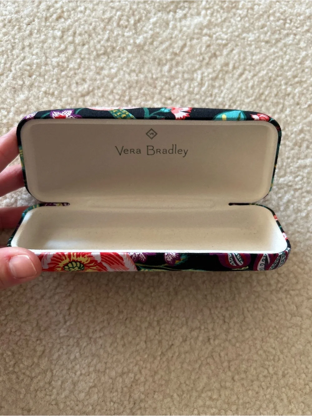 Vera Bradley Hard Clamshell Black Case W/ Vibrant Floral Pattern EUC